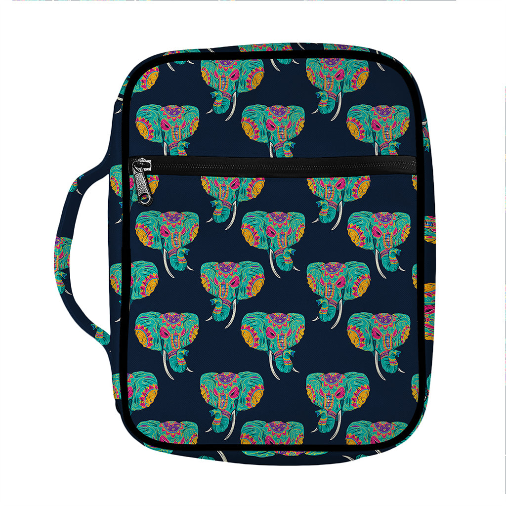 Indian Tribal Elephant Pattern Print Front Pocket Bible Bag