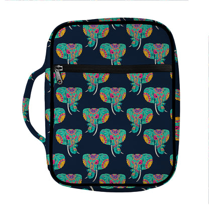 Indian Tribal Elephant Pattern Print Front Pocket Bible Bag