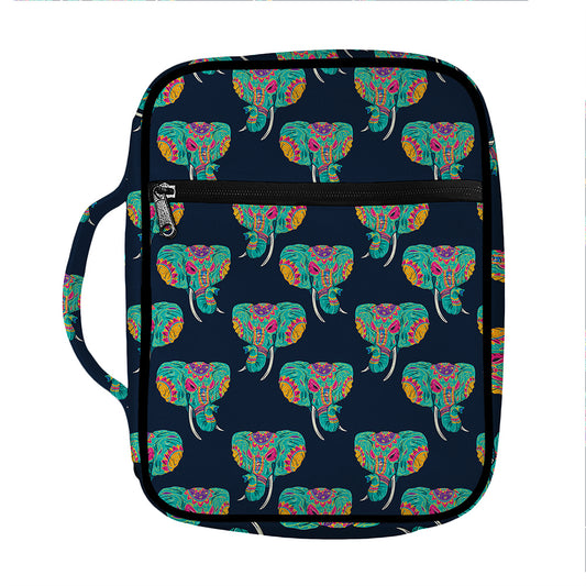 Indian Tribal Elephant Pattern Print Front Pocket Bible Bag