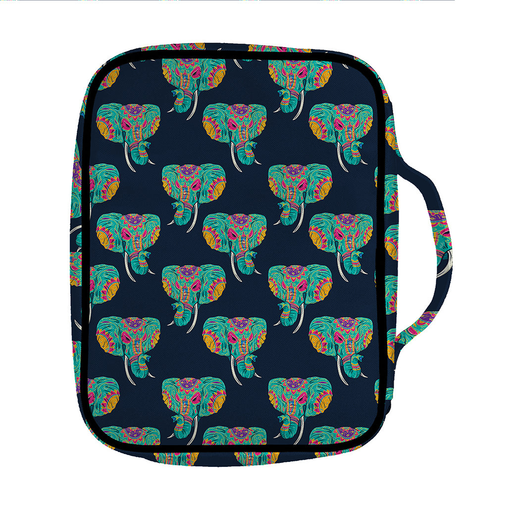 Indian Tribal Elephant Pattern Print Front Pocket Bible Bag