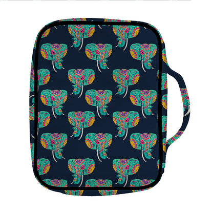 Indian Tribal Elephant Pattern Print Front Pocket Bible Bag
