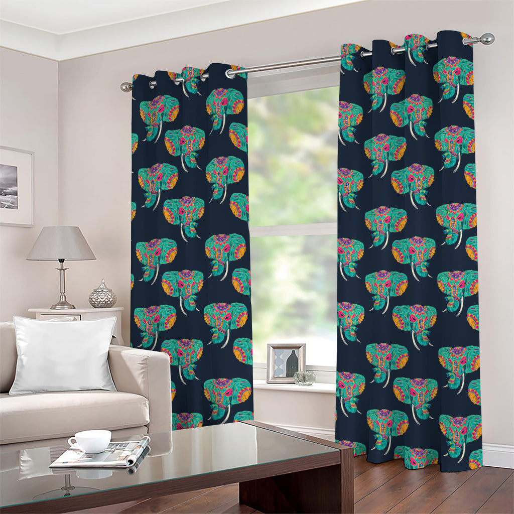 Indian Tribal Elephant Pattern Print Grommet Curtains