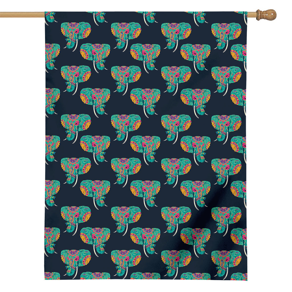 Indian Tribal Elephant Pattern Print House Flag