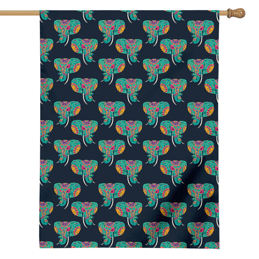 Indian Tribal Elephant Pattern Print House Flag