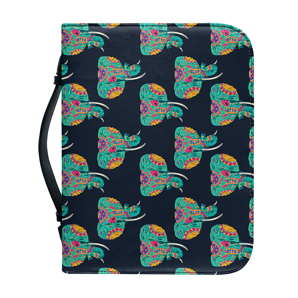 Indian Tribal Elephant Pattern Print Leather Bible Cover