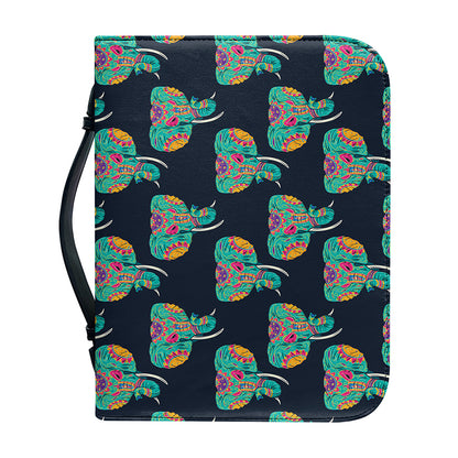 Indian Tribal Elephant Pattern Print Leather Bible Cover