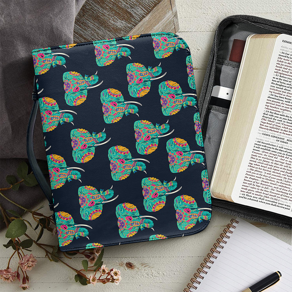 Indian Tribal Elephant Pattern Print Leather Bible Cover