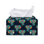 Indian Tribal Elephant Pattern Print Leather Tissue Box Cover