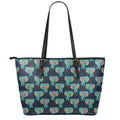 Indian Tribal Elephant Pattern Print Leather Tote Bag With Zipper