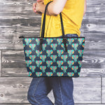 Indian Tribal Elephant Pattern Print Leather Tote Bag