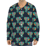 Indian Tribal Elephant Pattern Print Long Sleeve Baseball Jersey