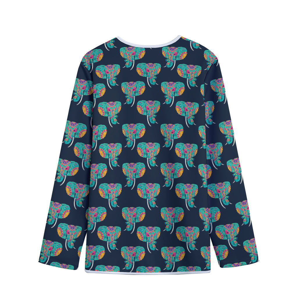 Indian Tribal Elephant Pattern Print Long Sleeve Short Coat