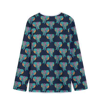 Indian Tribal Elephant Pattern Print Long Sleeve Short Coat