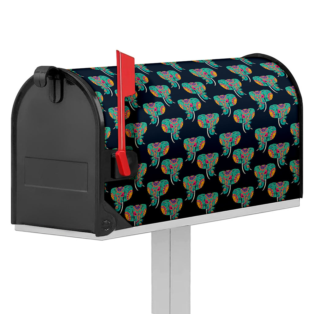 Indian Tribal Elephant Pattern Print Mailbox Cover