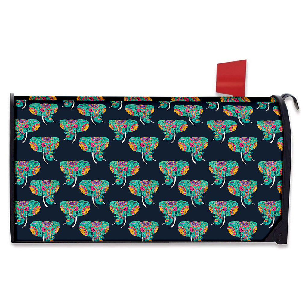 Indian Tribal Elephant Pattern Print Mailbox Cover
