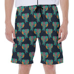 Indian Tribal Elephant Pattern Print Men's Beach Shorts