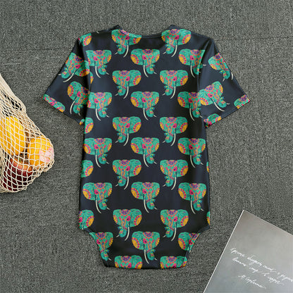 Indian Tribal Elephant Pattern Print Men's Bodysuit