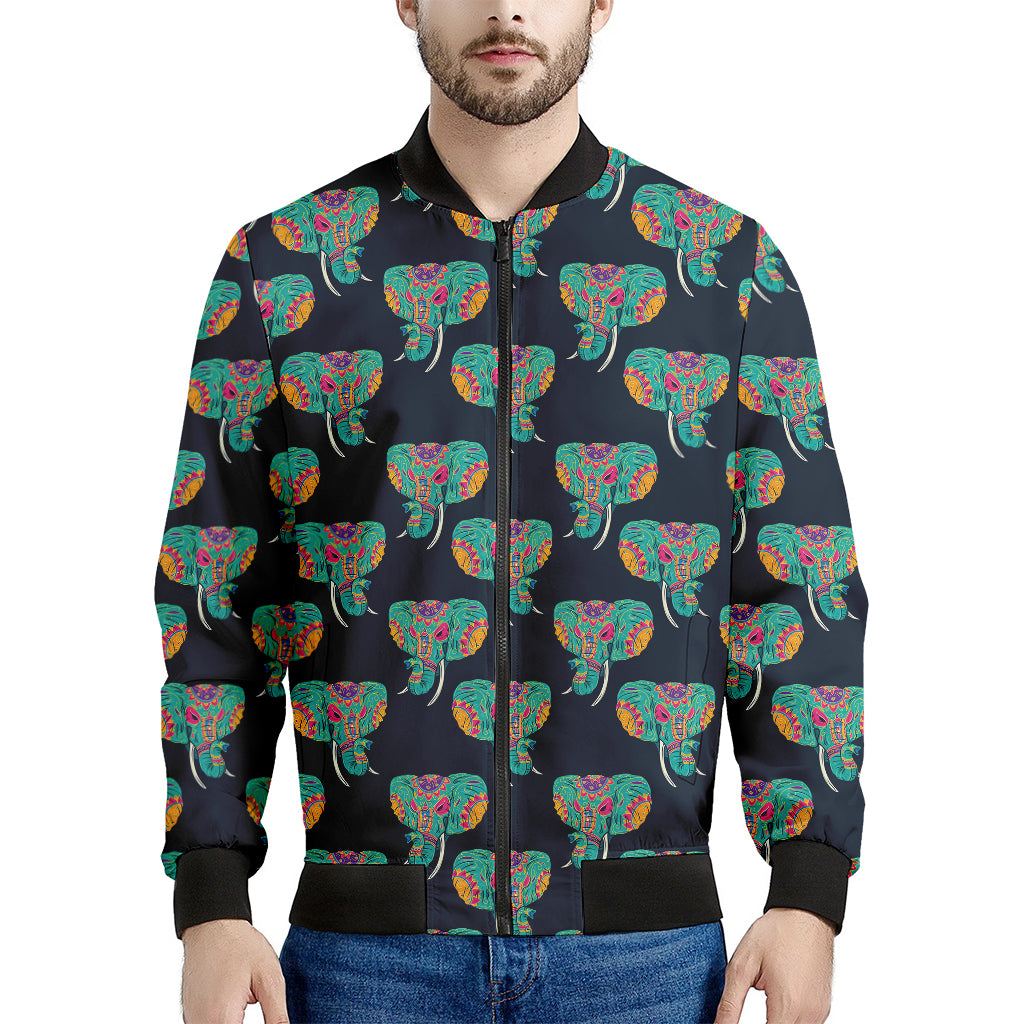 Indian Tribal Elephant Pattern Print Men's Bomber Jacket