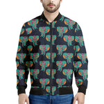 Indian Tribal Elephant Pattern Print Men's Bomber Jacket