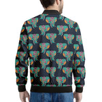 Indian Tribal Elephant Pattern Print Men's Bomber Jacket