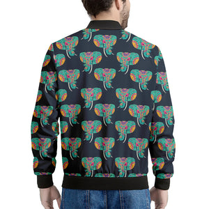 Indian Tribal Elephant Pattern Print Men's Bomber Jacket