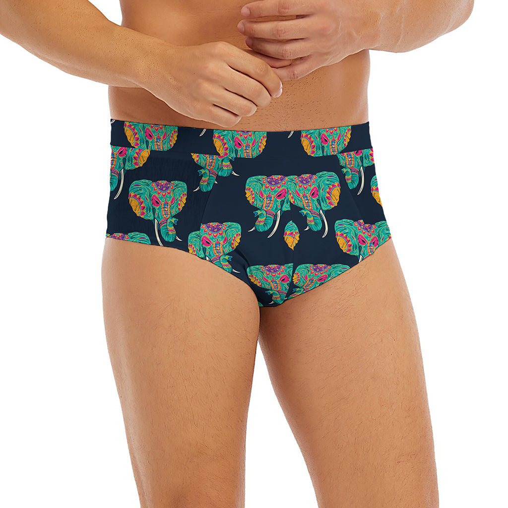 Indian Tribal Elephant Pattern Print Men's Briefs