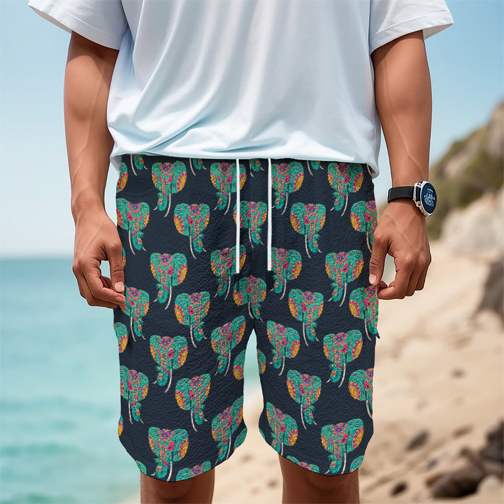 Indian Tribal Elephant Pattern Print Men's Cargo Shorts