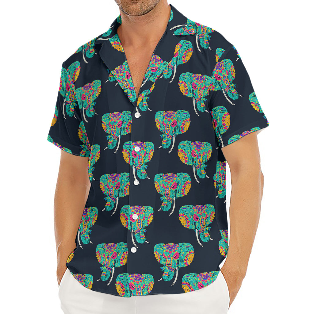 Indian Tribal Elephant Pattern Print Men's Deep V-Neck Shirt
