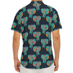 Indian Tribal Elephant Pattern Print Men's Deep V-Neck Shirt