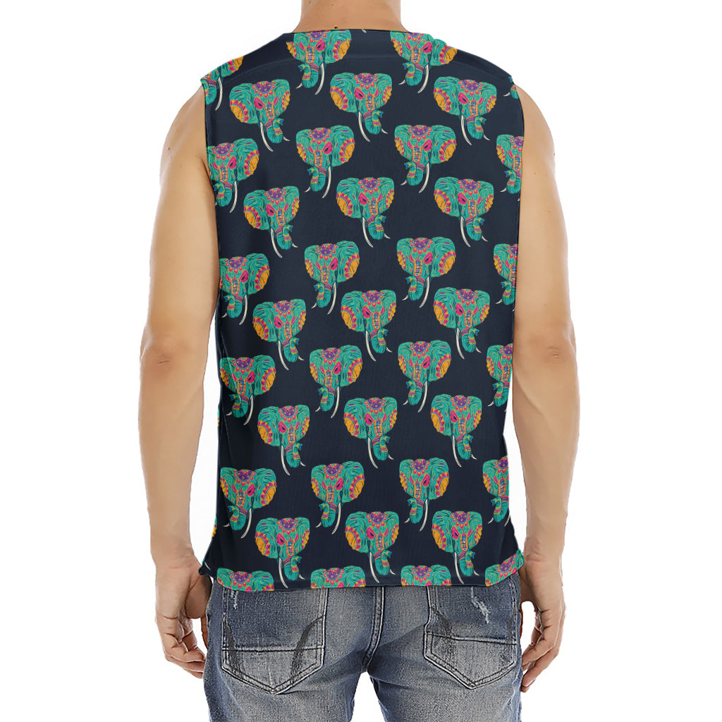 Indian Tribal Elephant Pattern Print Men's Fitness Tank Top