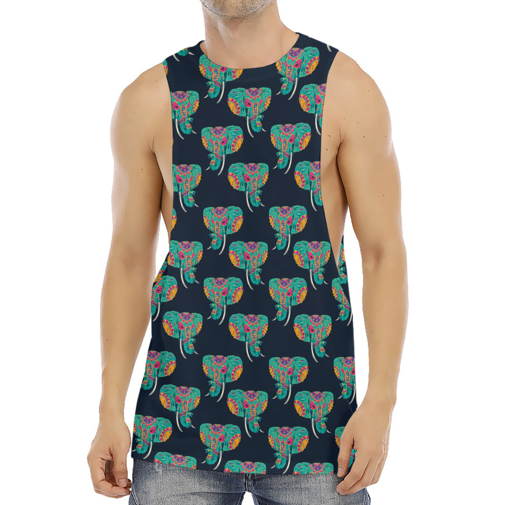 Indian Tribal Elephant Pattern Print Men's Muscle Tank Top