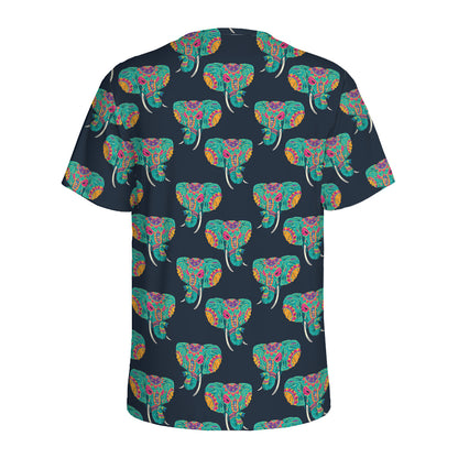 Indian Tribal Elephant Pattern Print Men's Sports T-Shirt