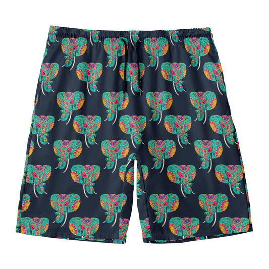 Indian Tribal Elephant Pattern Print Men's Swim Trunks