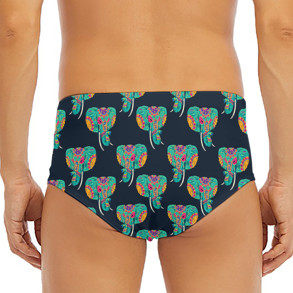 Indian Tribal Elephant Pattern Print Men's Triangle Swim Briefs