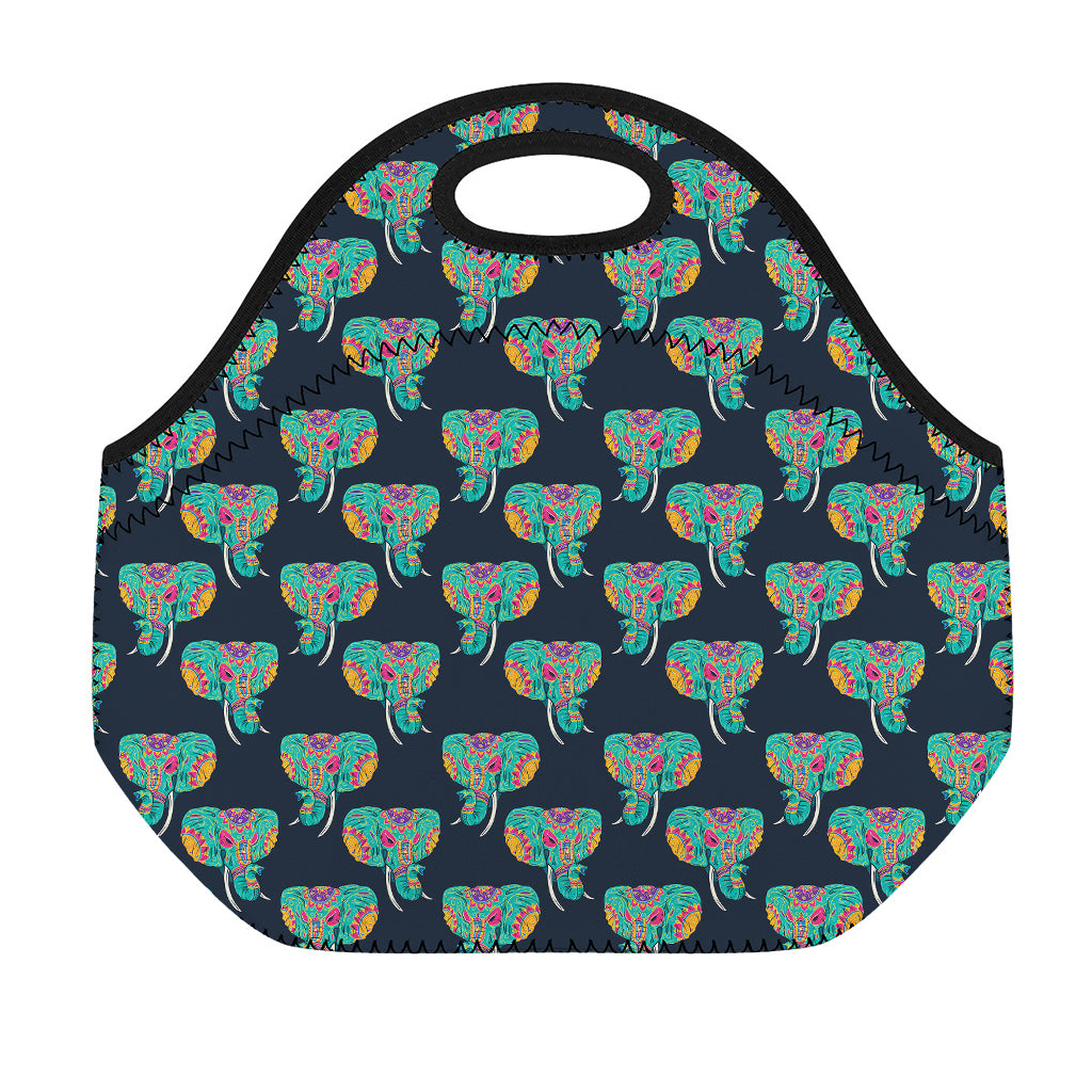 Indian Tribal Elephant Pattern Print Neoprene Lunch Bag