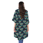 Indian Tribal Elephant Pattern Print Open Front Beach Cover Up