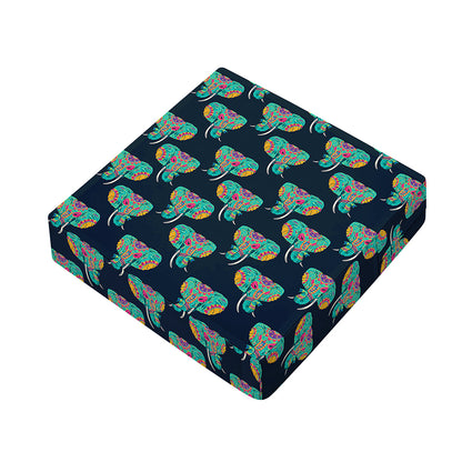 Indian Tribal Elephant Pattern Print Outdoor Seat Cushion Cover
