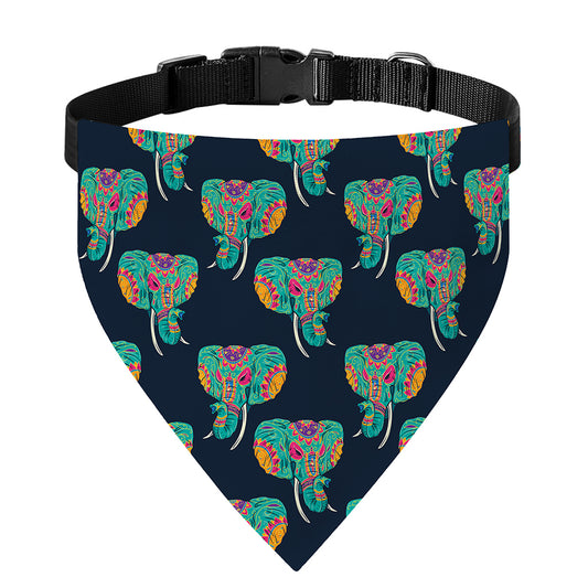 Indian Tribal Elephant Pattern Print Over The Collar Dog Bandana