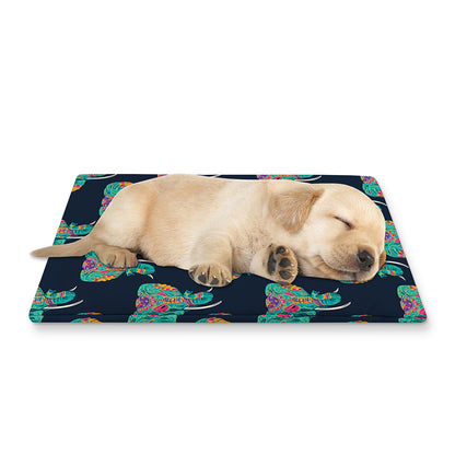 Indian Tribal Elephant Pattern Print Pet Cooling Mat Cover