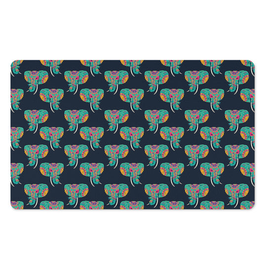 Indian Tribal Elephant Pattern Print Polyester Doormat