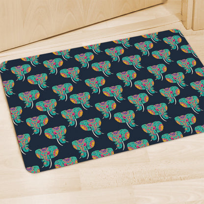 Indian Tribal Elephant Pattern Print Polyester Doormat