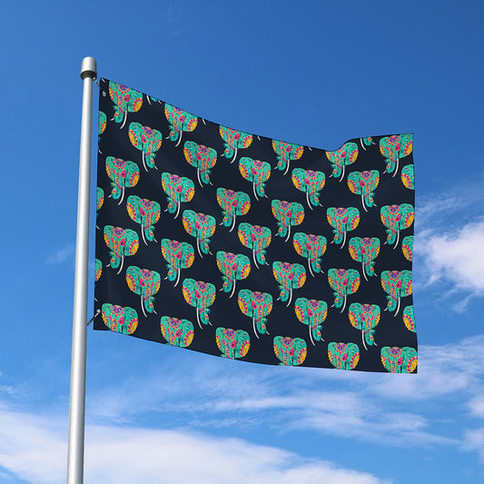 Indian Tribal Elephant Pattern Print Polyester Flag