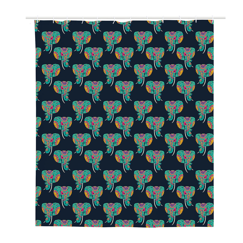 Indian Tribal Elephant Pattern Print Polyester Shower Curtain