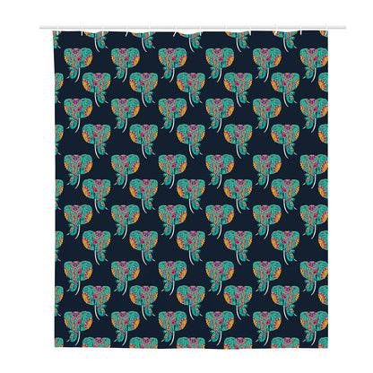 Indian Tribal Elephant Pattern Print Polyester Shower Curtain