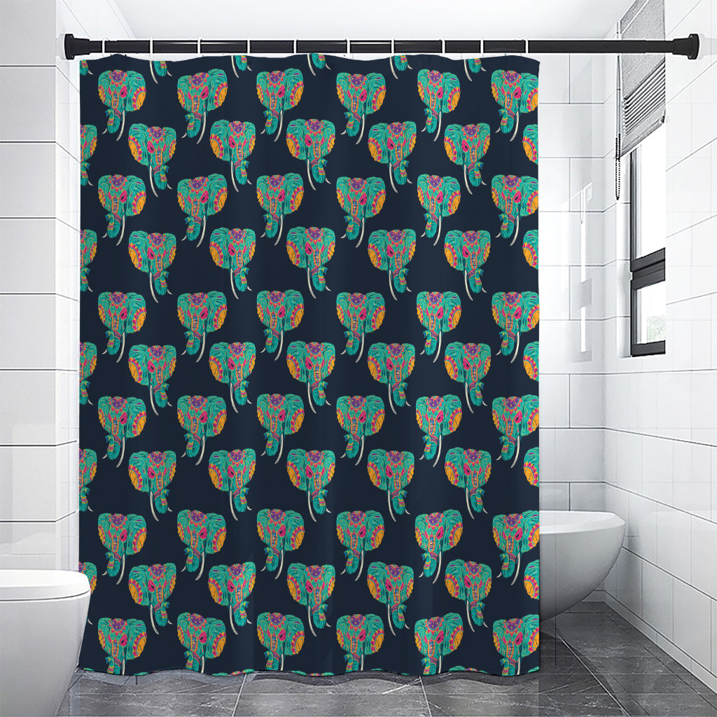 Indian Tribal Elephant Pattern Print Premium Shower Curtain