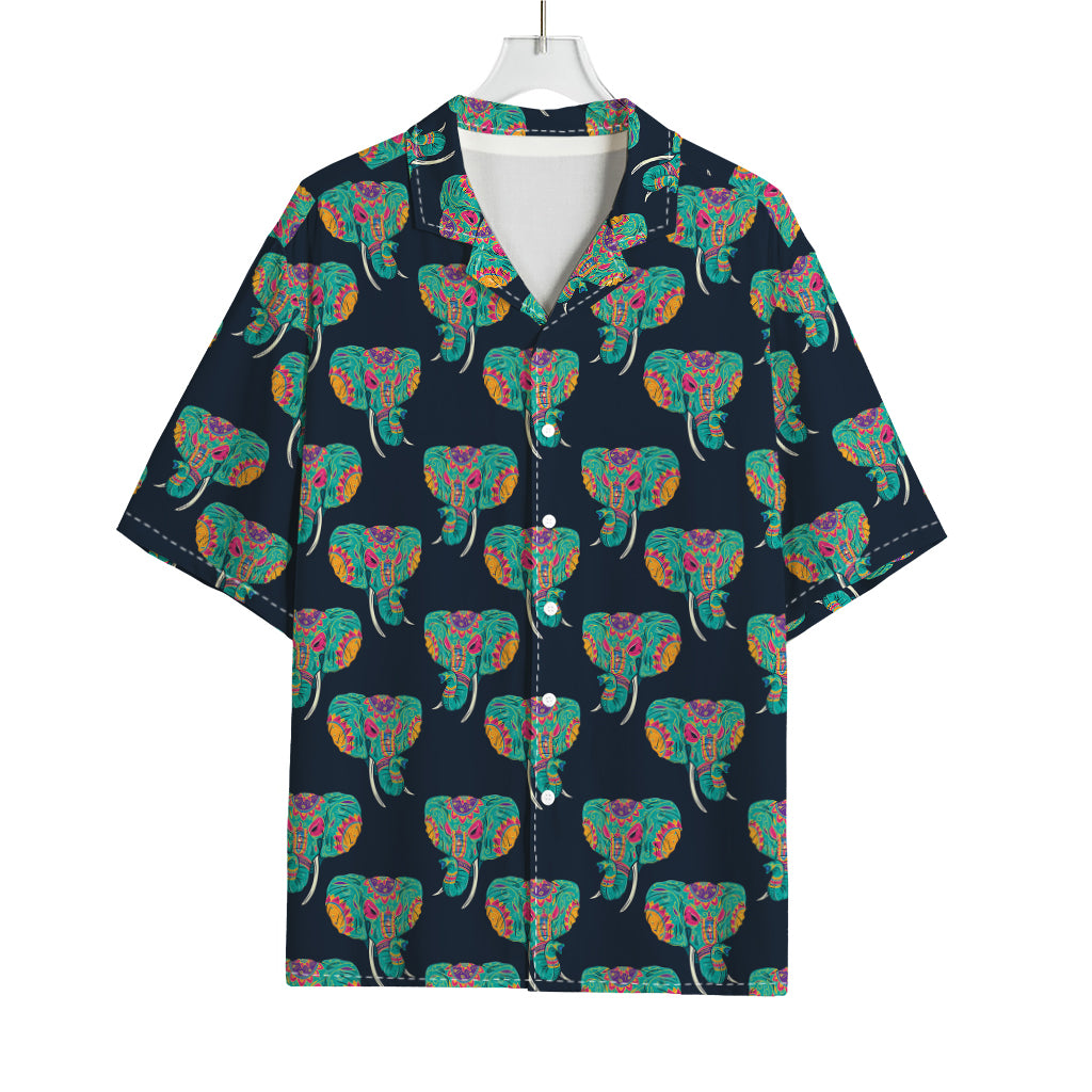 Indian Tribal Elephant Pattern Print Rayon Hawaiian Shirt