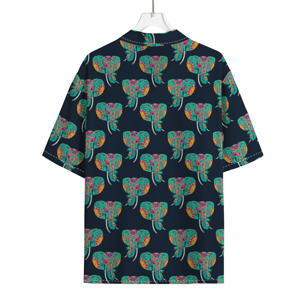 Indian Tribal Elephant Pattern Print Rayon Hawaiian Shirt