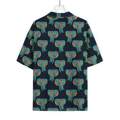 Indian Tribal Elephant Pattern Print Rayon Hawaiian Shirt