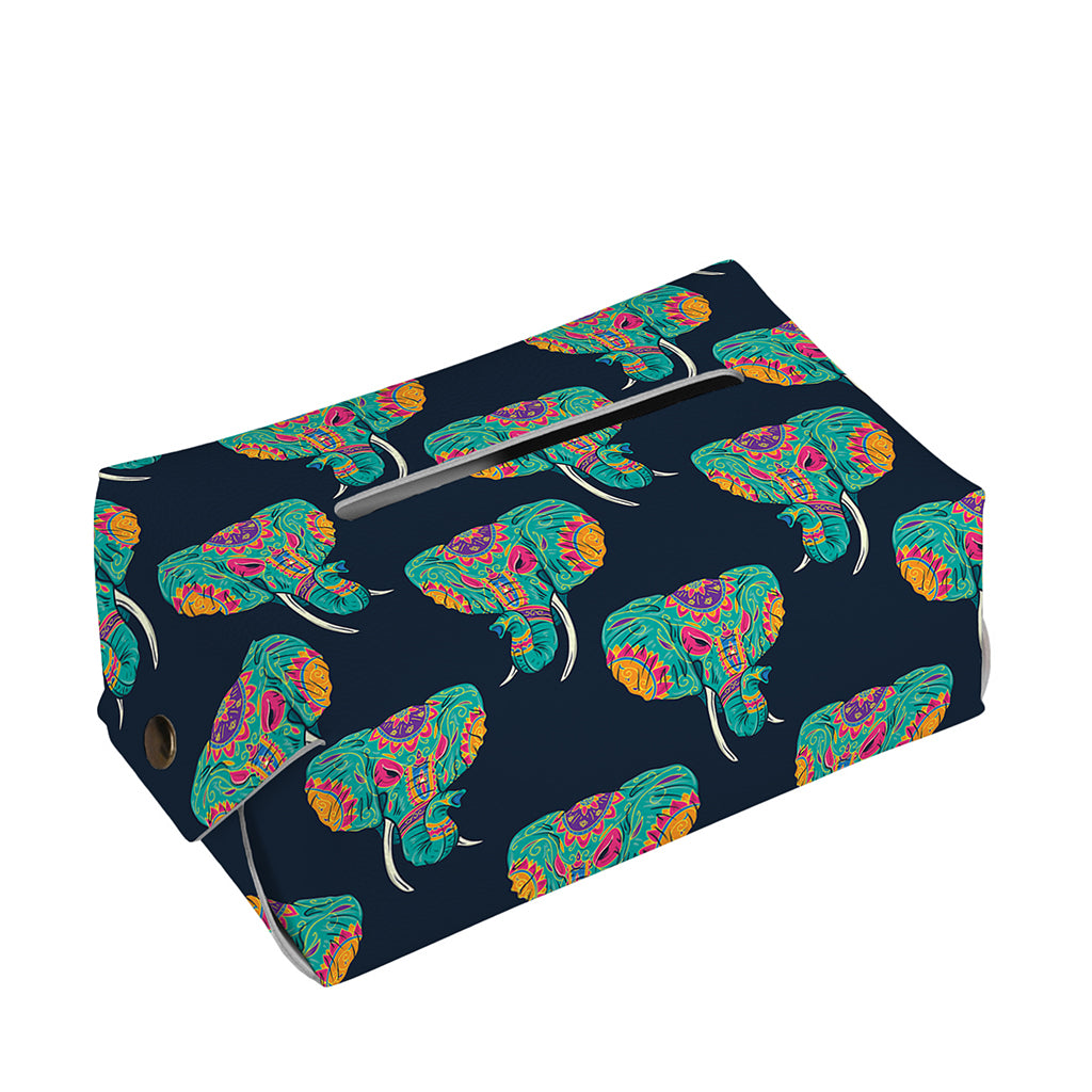 Indian Tribal Elephant Pattern Print Rectangle Tissue Box Cover