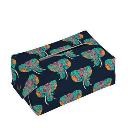 Indian Tribal Elephant Pattern Print Rectangle Tissue Box Cover